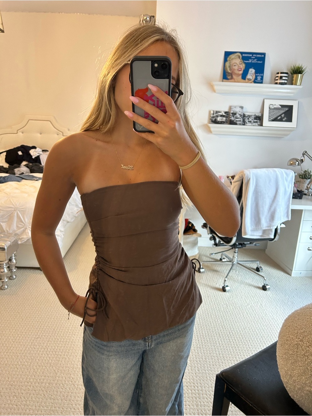 Zara Strapless Brown Ruched Side Camisole
